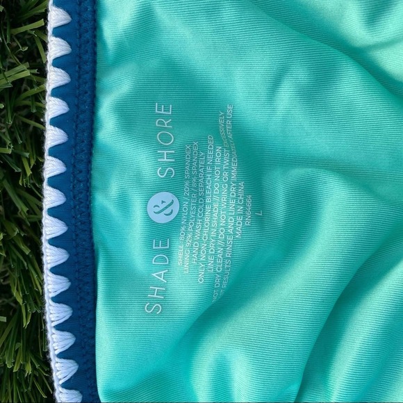 Shade and Shore blue Teal Bikini with Crochet detail Top 38DD Bottoms L BOHO - Picture 9 of 9